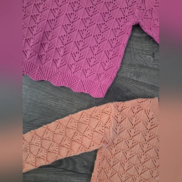 Jumping Beans Pink & Orange Girls Pointelle Crewneck Sweaters Size 4/5t - Picture 4 of 4